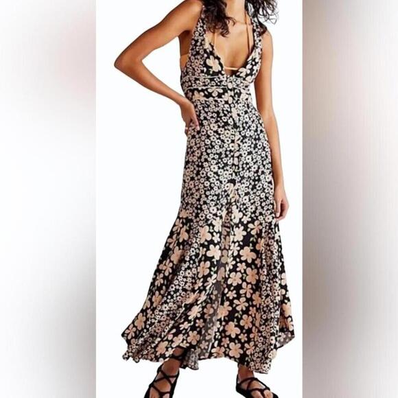 Free People Dewberry Floral Maxi Dress Small Romantic Boho Summer Vacation - Picture 1 of 10